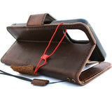 Genuine Full leather case for apple iPhone 11 Pro vintage wallet credit cards holder magnetic book Removable detachable luxury soft holder + Airpods 2