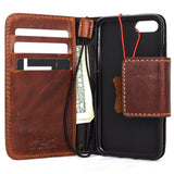 Genuine vintage leather iPhone 7 magnetic case cover wallet credit holder book luxury Rfid Pay