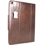 Echte Vollledertasche für Apple iPad 9.7 (2018 2017), Hardcover, luxuriöses Gummi, magnetisch, braun, Kartenfächer, schlankes Daviscase A1893, A1954, A1823, A1822