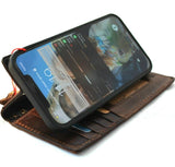 Genuine Dark Leather Case for Google Pixel 5A 5G Book Wallet Full holder  wrinkled Retro Stand Luxury IL Davis