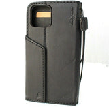 Genuine Leather Wallet Case For Apple iPhone 13 Pro Max Book Credit Cards Slots Soft Cover Full Grain Black DavisCase