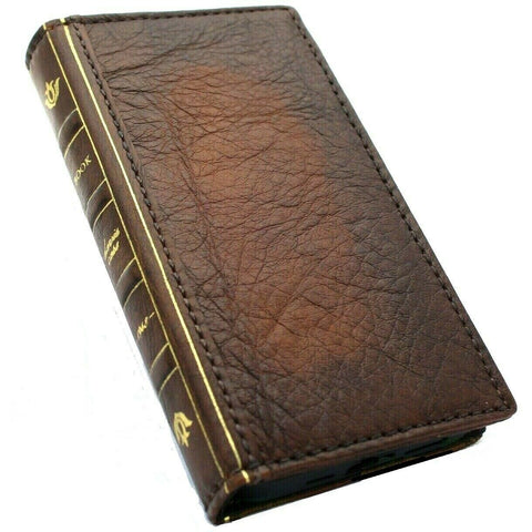 Genuine Leather For Apple iPhone 17 11 12 13 14 15 Pro Max Air 7 8 plus SE XS Case  Wallet Book Vintage Style Credit Cover Wireless Full Grain Davis luxury Art Diy bible