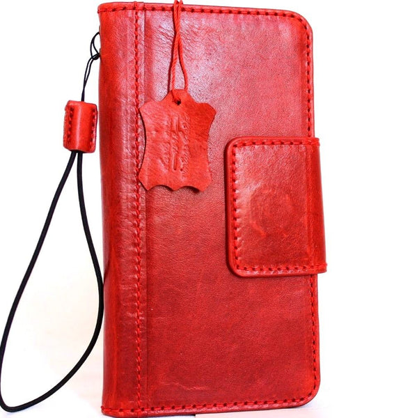 Genuine vintage leather case for Samsung Galaxy NOTE 8 book wallet magnetic closure Red cover cards slots slim Daviscase