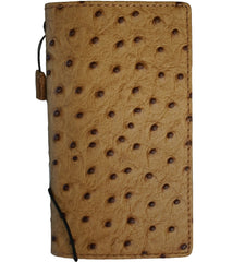 Genuine Leather For Galaxy S26 S25 Edge Ultra A Z Fold 3 4 5 6 7 Case Plus Art Wallet Book Credit Cover Ostrich Style Tan