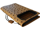 Echtlederhülle für Apple iPhone 11 12 13 14 15 Pro Max 7 8 Plus Crafts Falcon SE XS Wallet Book Vintage Strauß-Stil Kreditkartenfächer Cover Wireless Full Grain Die luxuriöse Mini Art Diy-Prägung