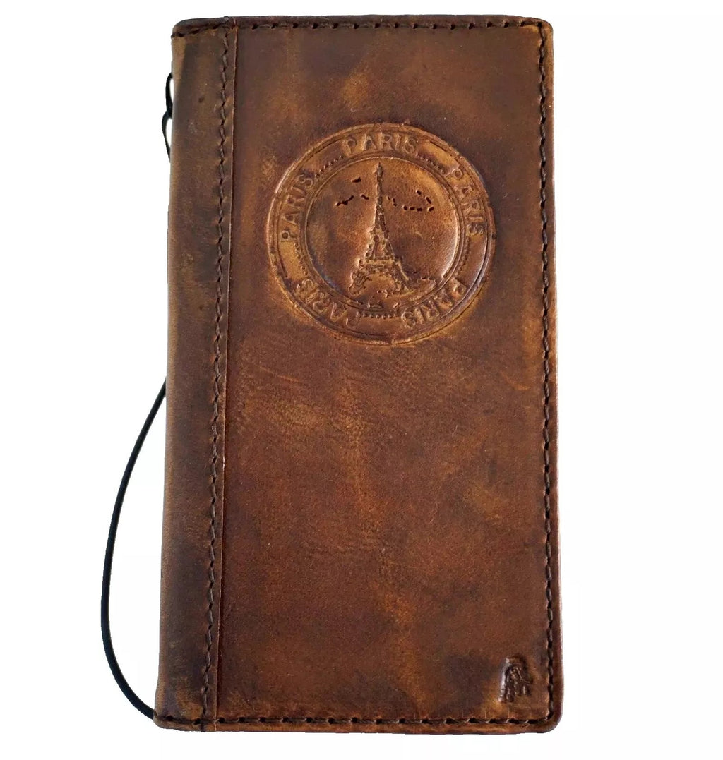 Handmade genuine leather phone case for Samsung Galaxy S22, S21, S20, S23, S24, S25 Edge, Note, A series in tan with wallet feature