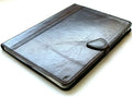Dark vintage leather iPad case for Apple iPad 10.2 with card slots, handmade hard cover flip design, by DAVISCASE.