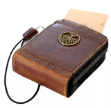 Genuine Leather For Galaxy Z Flip 3 4 5 6 Case Flip6 Wallet Book Vintage Cover Flip5 Mini Tree Of Life De