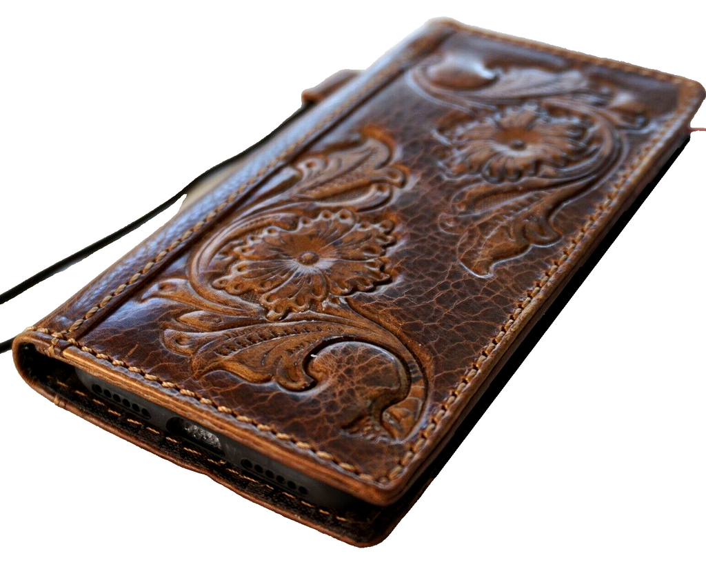Handmade genuine leather phone case for iPhone 16, 12, 13, 14, 15 Pro Max, 8 Plus, SE, XS with wallet and book cover design by DAVISCASE