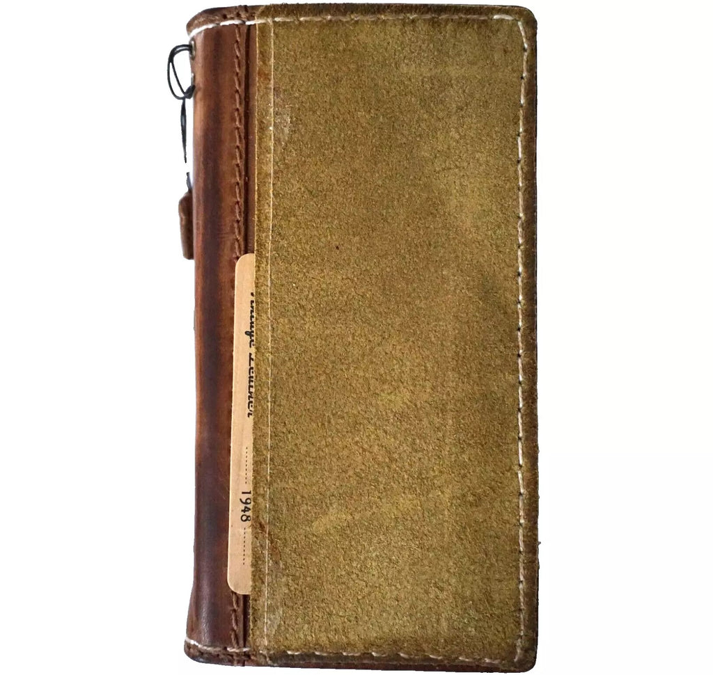 Green genuine leather fold wallet case for Google Pixel phones, hand-sewn by DAVISCASE, with card slots and protective cover.
