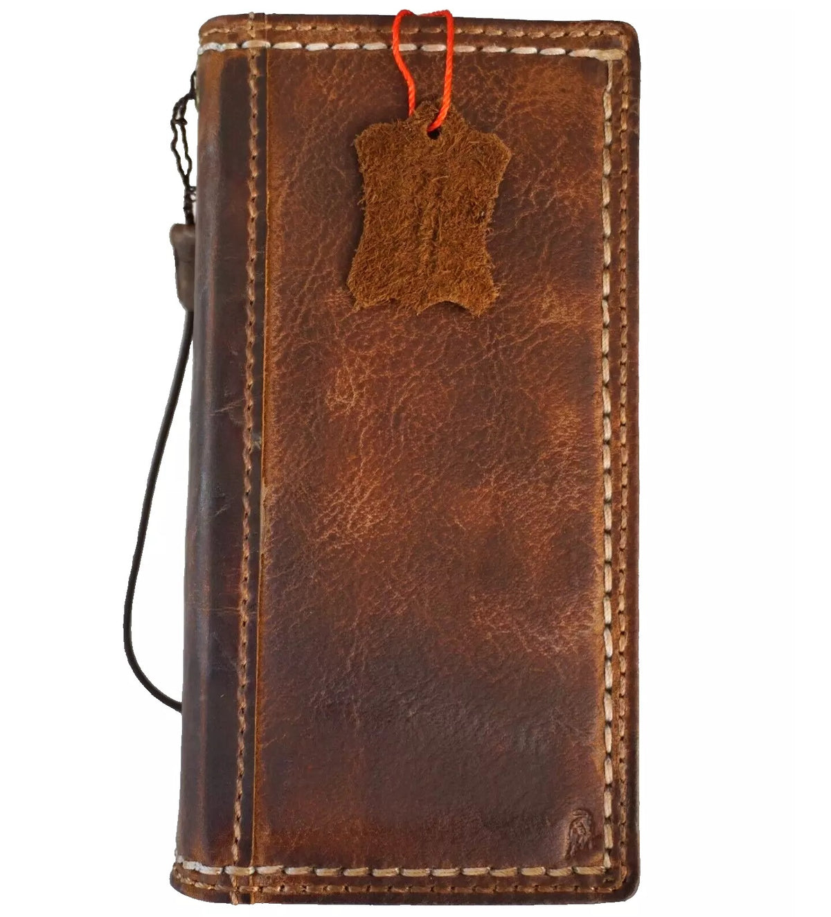 Handmade genuine leather phone case for iPhone models 12 to 16 Pro Max, with wallet and book cover design by DAVISCASE.