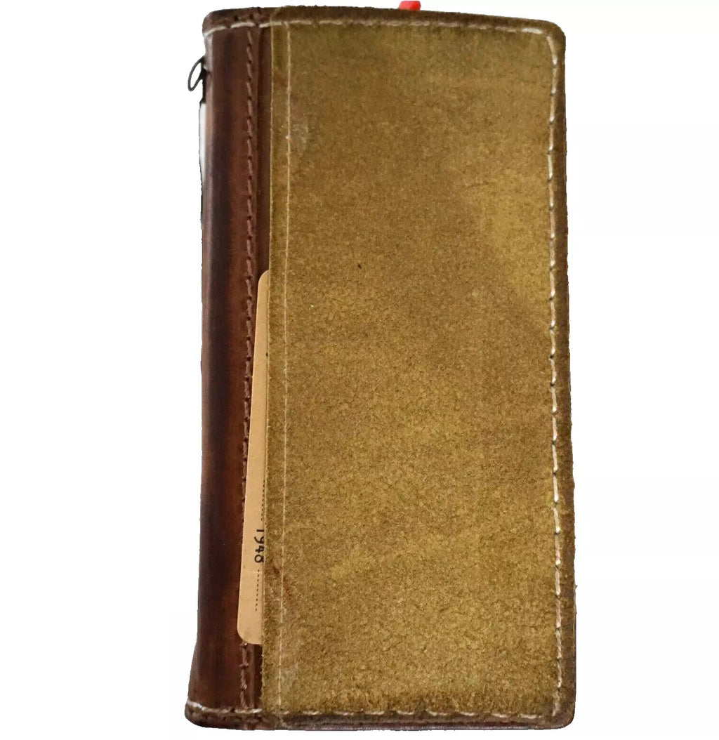 Handmade green genuine leather fold wallet case for Google Pixel phones, featuring sewing details and a slim, protective design.