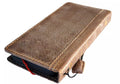 Handmade genuine leather phone case for iPhone 11 to 16 Pro Max, vintage-style wallet and art-inspired design by DAVISCASE.