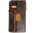 Handmade genuine leather wallet and book cover for Apple iPhone 11 to 16 Pro Max and SE, with magnetic sew closure by DAVISCASE.