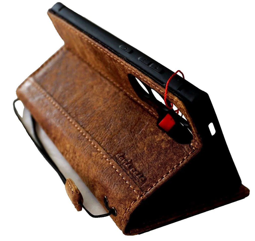 DavisCase genuine tan leather wallet phone case for Galaxy S22, S21, S20, S23, S24 Ultra, Note 8-21, A13, A71, A51, A12, A31 with vintage style