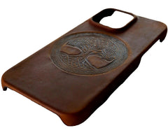 Étui en cuir véritable pour Apple iPhone 11 12 13 14 15 Pro Max 7 8 Plus Eagle crafts falcon SE XS portefeuille livre Style Vintage fentes pour cartes de crédit couverture sans fil pleine fleur fait à la main de luxe Mini Art bricolage allemand