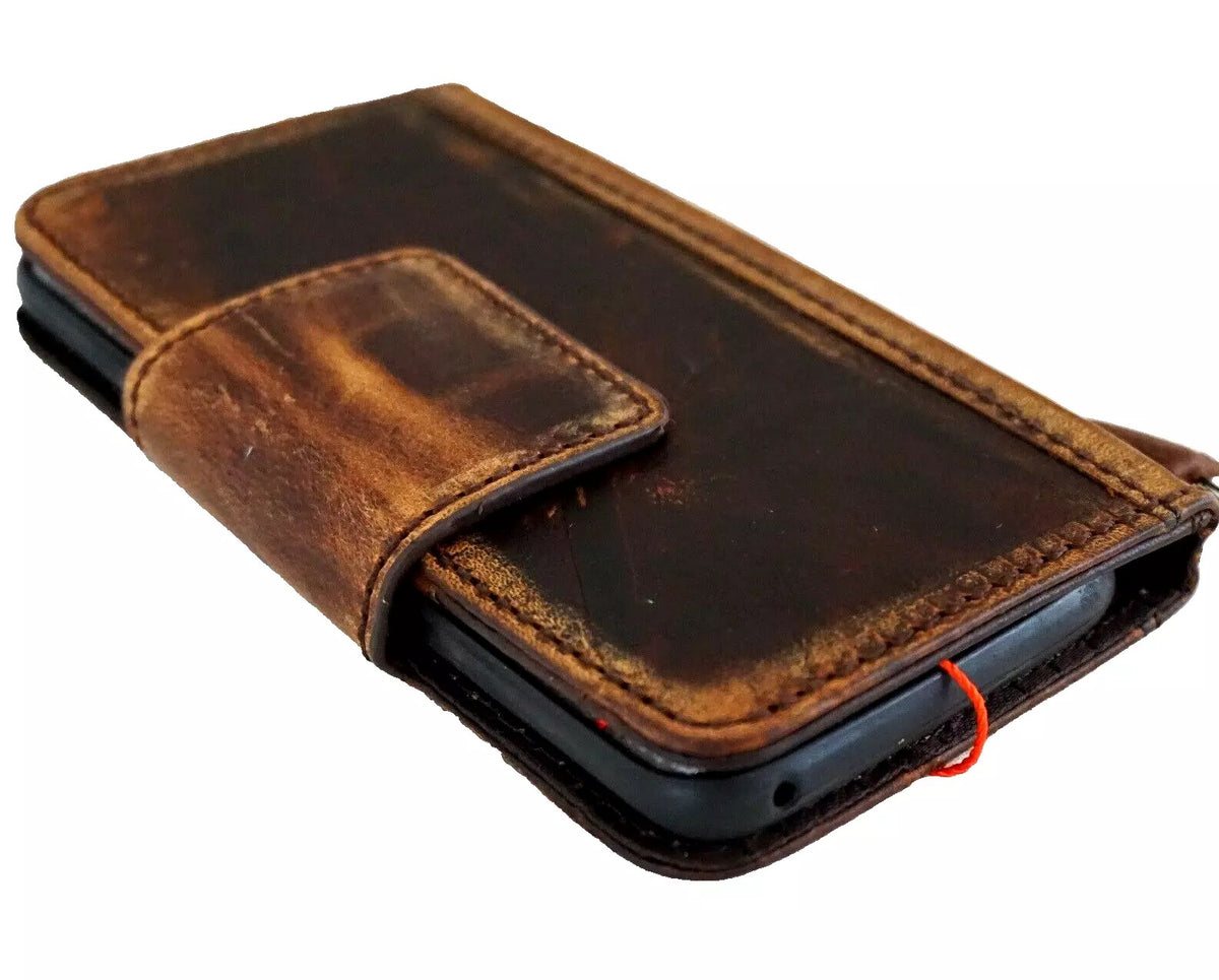 Genuine leather case for Google Pixel Fold by DAVISCASE, featuring a book wallet design in luxurious stone polish finish.