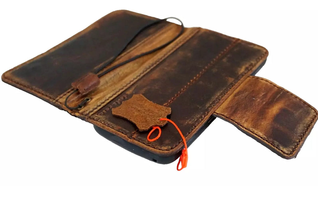 Genuine leather Google Pixel 6/6A/7A/7/8A Pro book wallet case with magnetic closure, retro cross design by DAVISCASE.