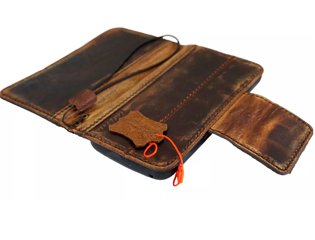 DavisCase genuine leather wallet case for Google Pixel Fold, featuring a sleek book design with a polished stone finish.