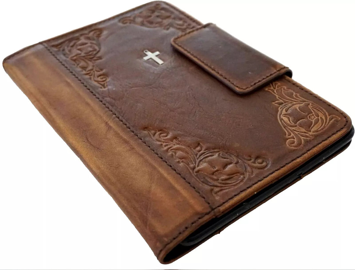 Handmade genuine leather case for Apple iPad Mini 7, 6, 5, 4, 3 Pro cover by DAVISCASE with luxurious cross design.