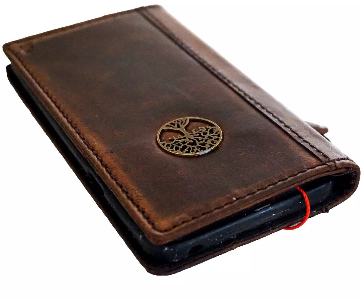 Genuine leather case for Google Pixel 7 Pro by DAVISCASE featuring Tree of Life design, retro book wallet style with stand.