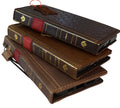 Handmade genuine leather phone case for iPhone 11-15 Pro Max, vintage shark Bible wallet cover by DAVISCASE in red with mini art design.