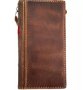 Handmade genuine leather phone case by DAVISCASE for iPhone 11-15 Pro Max, featuring vintage shark Bible wallet design.
