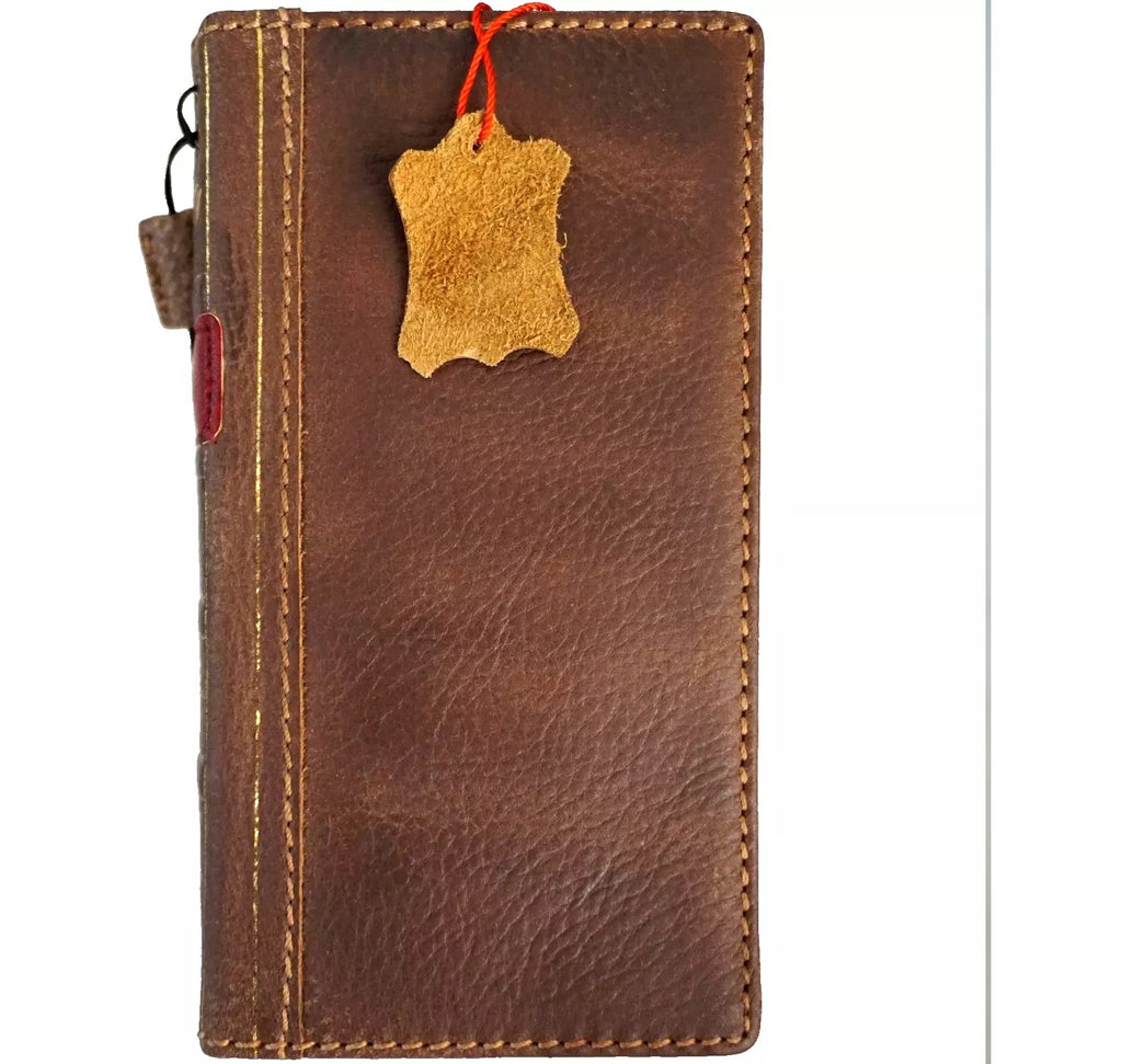 Genuine leather Galaxy S26, S23, S24, S25 Edge Ultra Note FE case by DAVISCASE with art wallet book Z Fold design in tan leather.