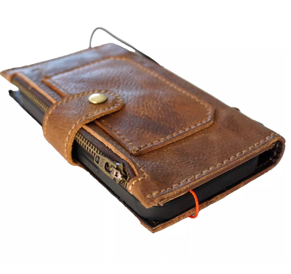 Genuine leather Google Pixel phone case by DAVISCASE, vintage fold book wallet with zipper for Pixel 10, 9, 8A, and 6 models
