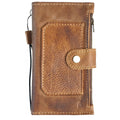 Handmade genuine leather phone case by DAVISCASE for Samsung Galaxy S22, S21, S20, Z Fold 3-7, with wallet and zipper features.