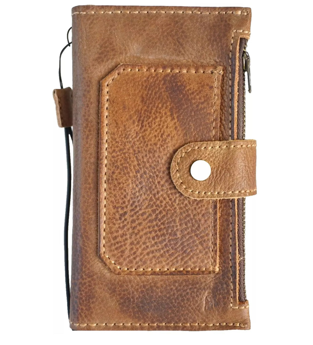 Handmade genuine leather phone case for iPhone 17, 16, 12, 13, 14, 15 Pro Max and Air 8 Plus SE XS Wallet Book style by DAVISCASE