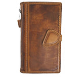Genuine Leather For Galaxy s22 s21 s20 S23 S24 Ultra Note 20 21 A13 A71 A51 A12 A31 4G 5G Case Plus Wallet  Luxury Mini Tan Smoked
