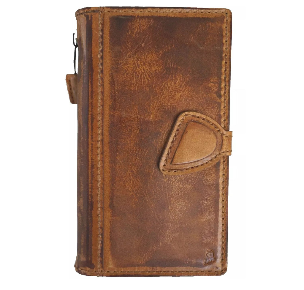 Handmade leather phone case for iPhone 12-15 Pro Max, 8 Plus, with shark smoked design, magnetic wallet, and book-style cover by DAVISCASE.