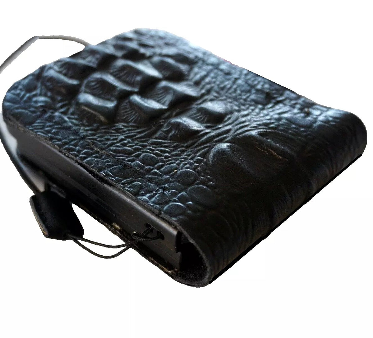 Genuine black crocodile leather phone case for Galaxy Z Flip 3 4 5 6 7, handmade flip wallet cover by DAVISCASE.