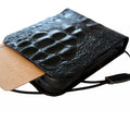 Genuine black crocodile leather phone case for Galaxy Z Flip 3-7, handmade wallet cover by DAVISCASE with vintage design.