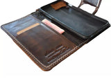 Genuine Leather For Galaxy s24 s22 s21 s20 S23 Ultra FE Note 10 20 21 Case Plus Wallet Magnetic Book Hand Sewing Dark