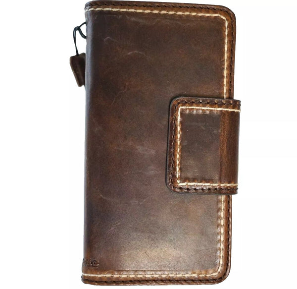 Genuine Leather For Galaxy s24 s25 s22 s21 s20 S23 Ultra FE Note 10 20 21 Case Plus Wallet Magnetic Book Hand Sewing Dark