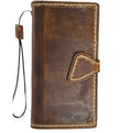 Handmade genuine leather wallet phone case for iPhone models, featuring magnetic sew details and hand-oiled finish by DAVISCASE.