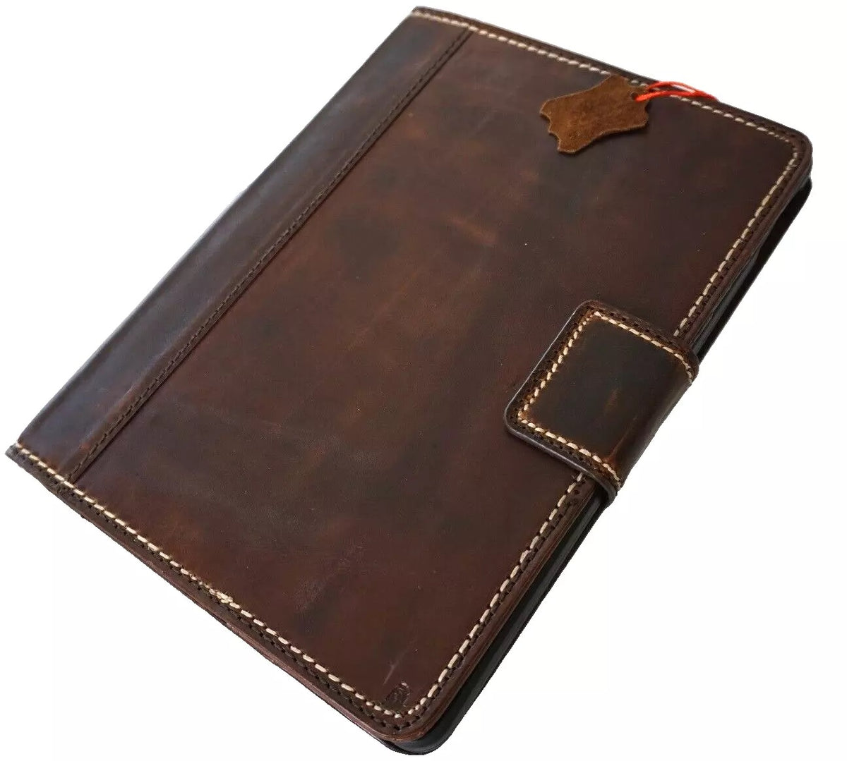 Genuine leather iPad case for 10.2, 10.5, 10.9, 11, 13-inch models with thick seam design, compatible with Air 9.7 and 9.7th generation.