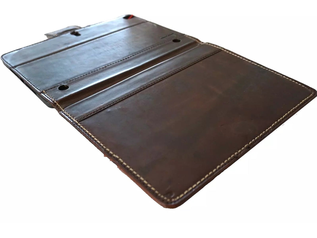 Genuine leather iPad case for 10.2, 10.5, 10.9, 11, and 13 Pro models with thick seam design, compatible with various iPad Air and Mini versions.