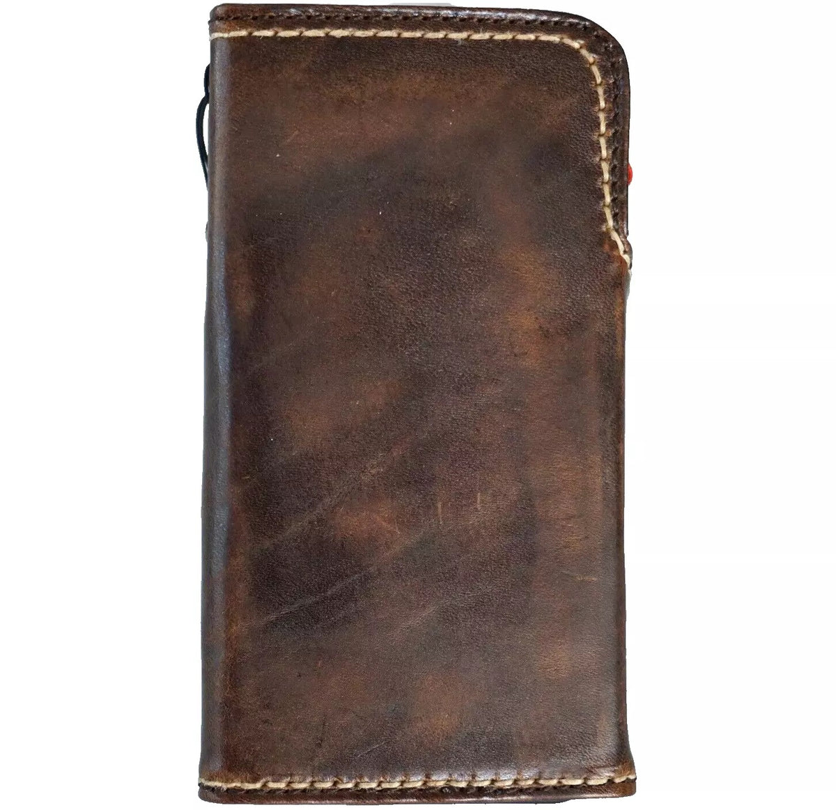 Handcrafted genuine leather phone case for iPhone 11-16 Pro Max, SE, with magnetic wallet cover, made by DAVISCASE.