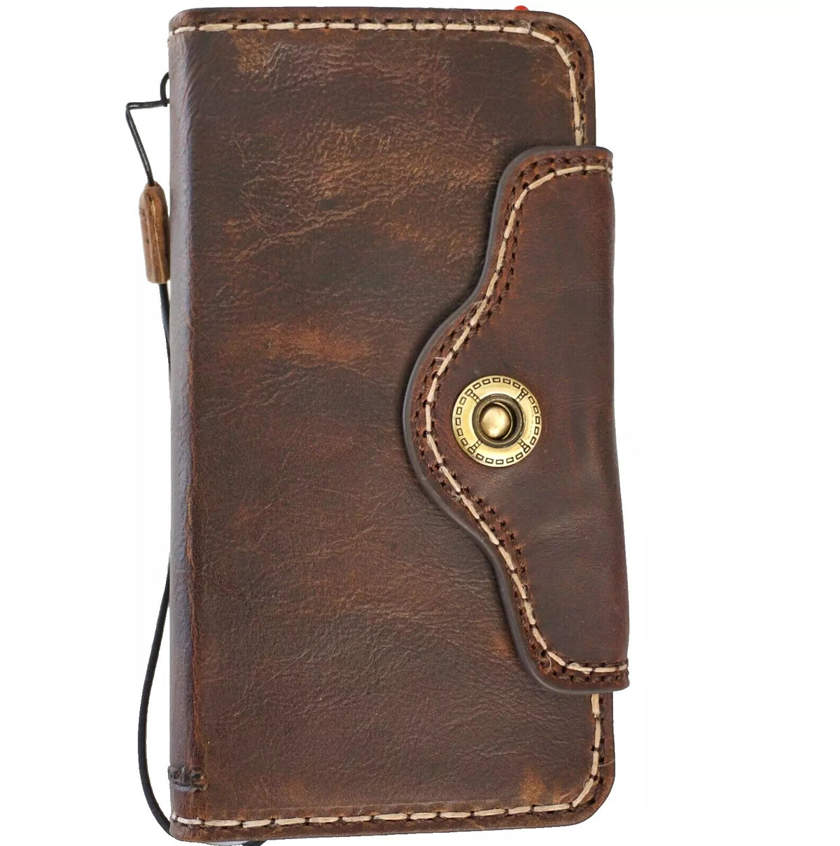 Genuine leather wallet case for Google Pixel phones, DAVISCASE brand, with fold cover, magnetic closure, hand-sewn button, and card slots