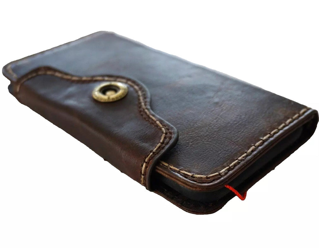 Handmade genuine leather phone case for Apple iPhone 17, 13, 14, 15, 16 Pro Max, Air, SE with wallet book cover and magnetic closure.