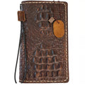 Handmade genuine leather wallet case for iPhone 11 to 16 Pro Max and SE 3, featuring vintage crocodile style by DAVISCASE.