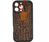 Genuine Leather Case For Apple iPhone 12 13 14 15 16 Pro Max 8 plus diy crafts SE Wallet Book Vintage Crocodile Style Full Grain Slim