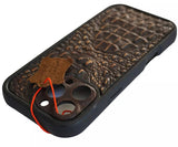 Genuine Leather Case For Apple iPhone 12 13 14 15 16 Pro Max 8 plus diy crafts SE Wallet Book Vintage Crocodile Style Full Grain Slim