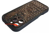Genuine Leather Case For Apple iPhone 12 13 14 15 16 Pro Max 8 plus diy crafts SE Wallet Book Vintage Crocodile Style Full Grain Slim