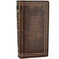 Handmade genuine leather phone case for iPhone 12-16 Pro Max, Bible crafts wallet with double stitching by DAVISCASE.