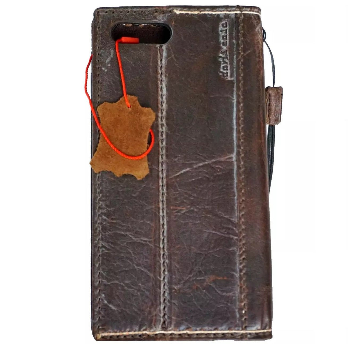Handmade genuine leather wallet case for Galaxy Z Fold 3-7, with textured leather and wallet-style design by DAVISCASE.