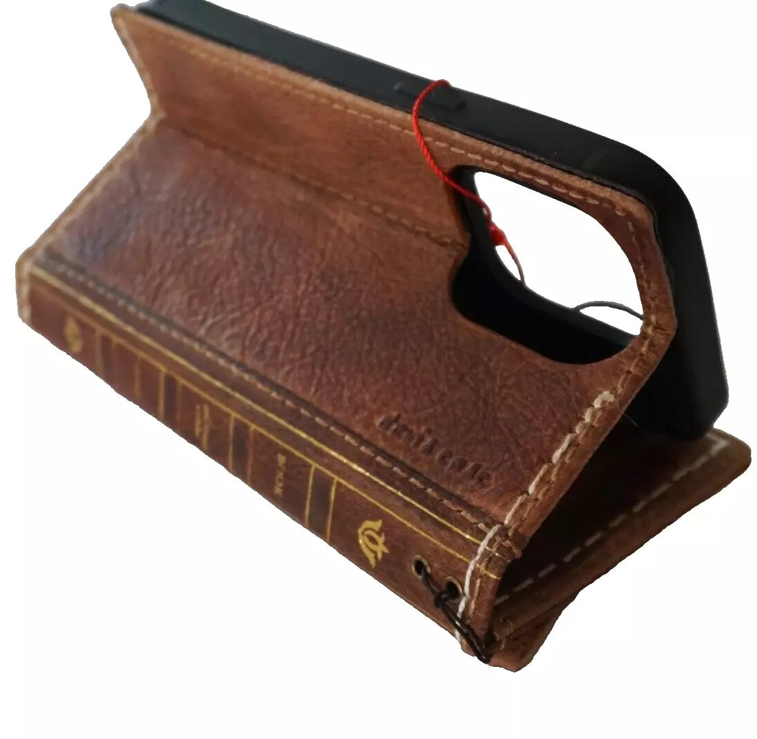 Handmade genuine leather wallet case for Galaxy Z Fold 3 4 5 6 7, crafted with Bible tan leather by DAVISCASE.